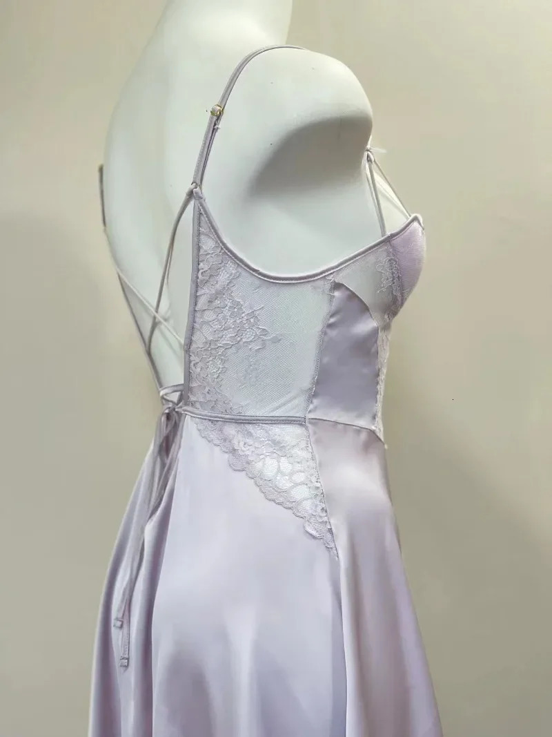 Elegant Nightgown Soft Silk Dress Sexy Women Nightwear Erotic Lingerie Sleepwear Summer Lace Hollow OUt Nightgowns for Ladies 241209