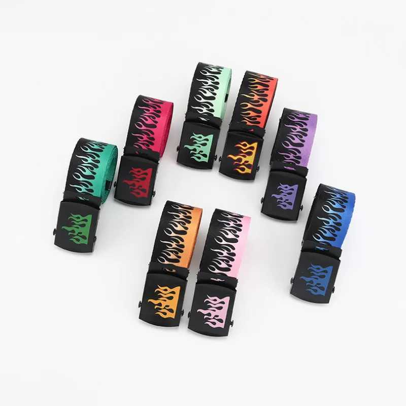Korean Fashion Mens Flame Belt Hip Hop Style Belt 130cm Colorful Ribbon Casual Mens Clothing Accessories X241209