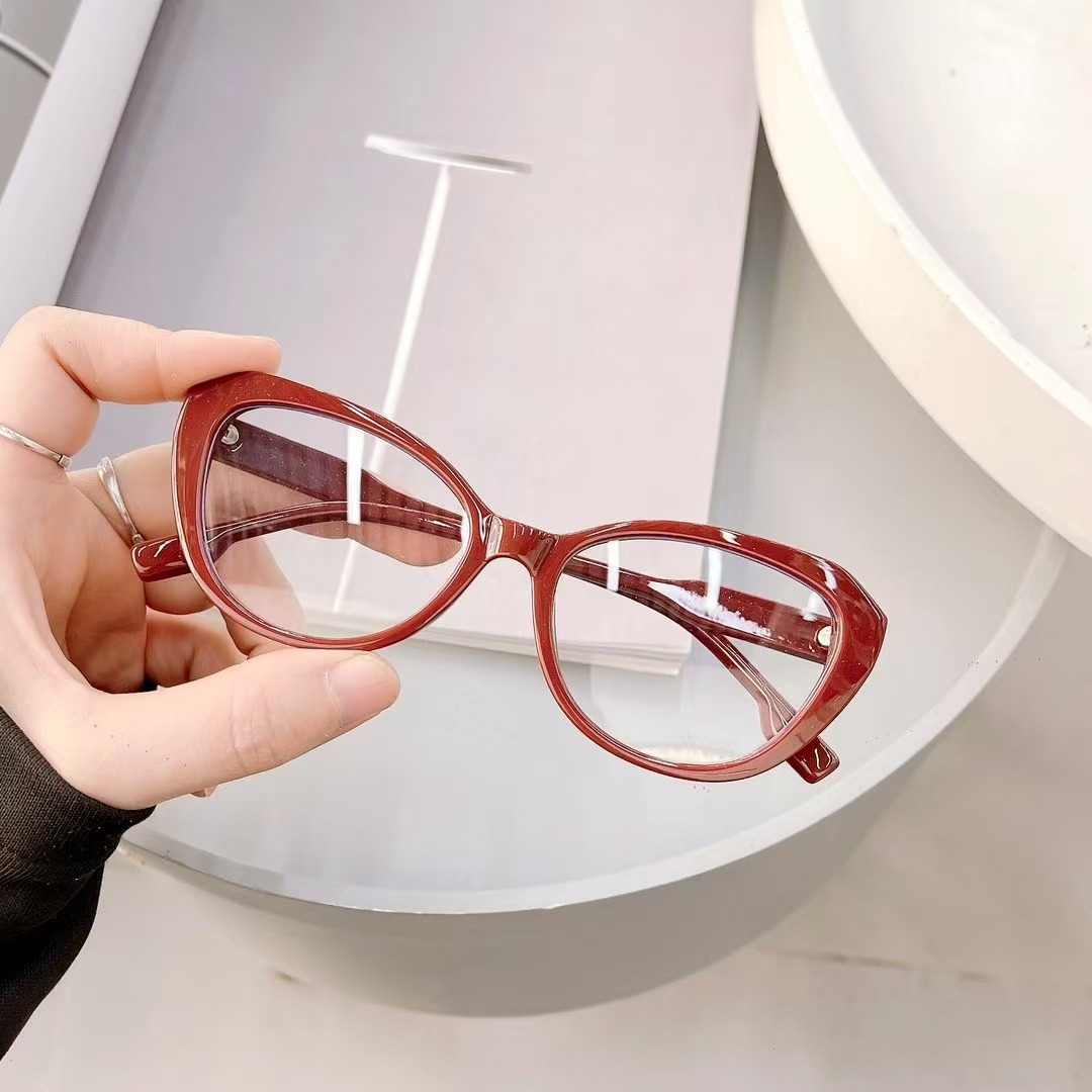 Fashion women's cat eye design frame full rim glasses personalised plastic personalised glasses leg design glasses for travelling for photos
