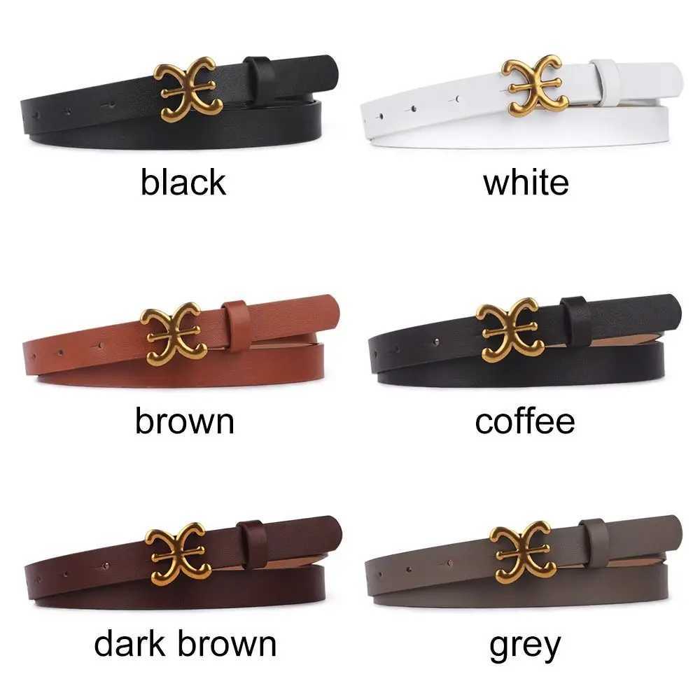 Wen Casual Luxury Design Retro Leather Belt Thin Belt Metal C-Buckle Belt Trouser Dress Belt X241209