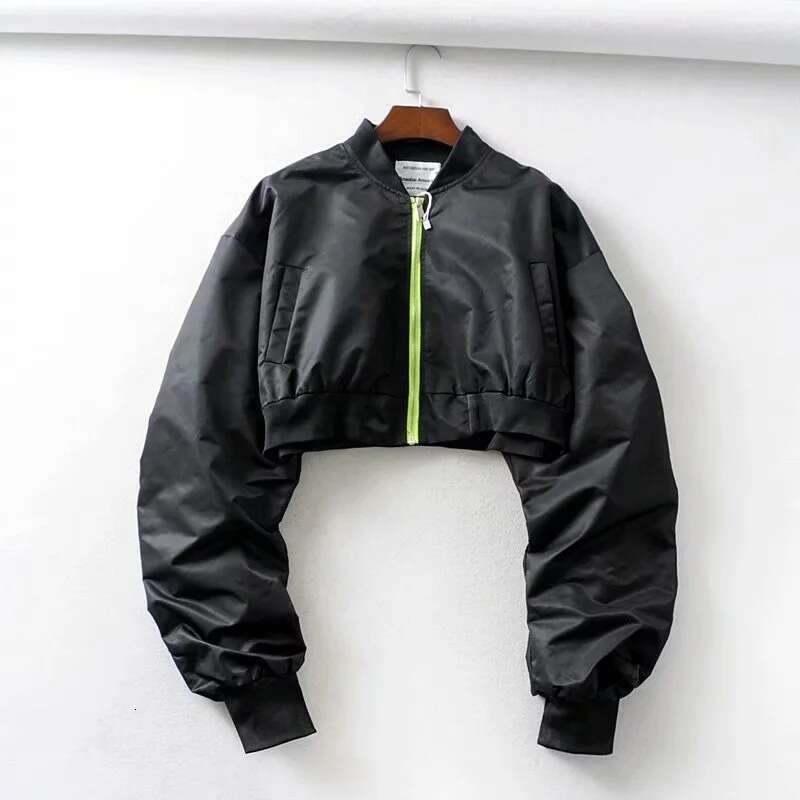 Early Autumn Solid Color Handsome Stand up Collar Short Zipper Pilot Women's Baseball Jacket, Top Trendy 2024 New Style, Unique and Elegant Cloth