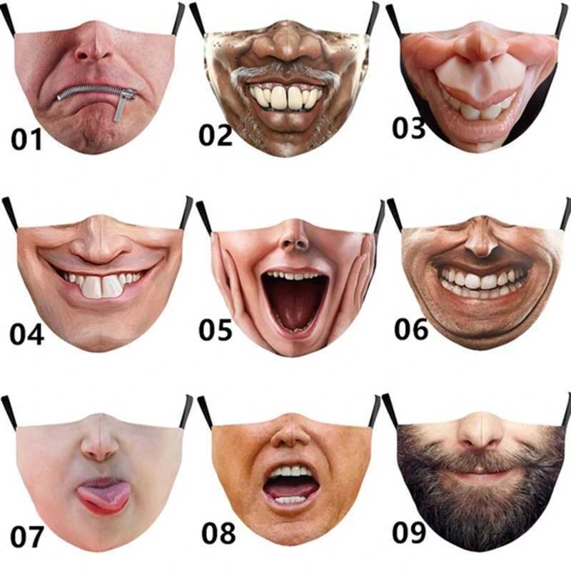 3pcsAdults Mouth Masks Comical Printed Cotton Blend Facial Expressions Fashion Face Shield Masque Facial Masks Halloween SupplyXJ241209