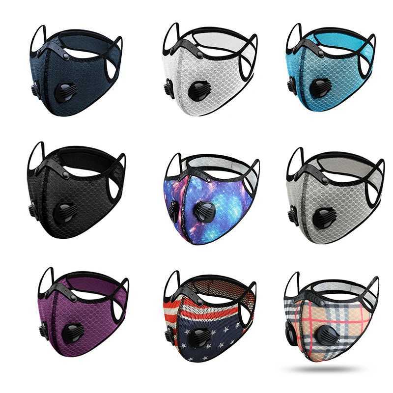 3pcsSport Face Mask Activated Carbon Filter Riding Mouth Cover PM 2.5 Dustproof Reusable Washable Cardio Sports Mask Cubre BocasXJ241209