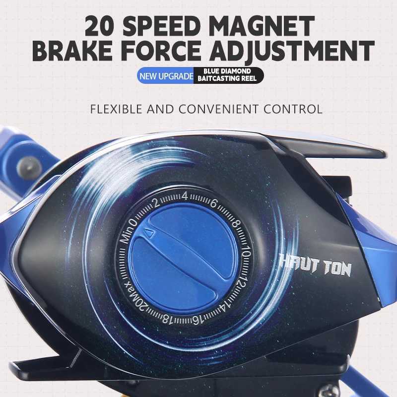 Haut Ton Blue Diamond Baitcaster Fishing Reel 7.2 1 Gear Ratio 22lbs Max Drag 18+1bb Light For Bass Feshwater Saltwate FishingXJ241209