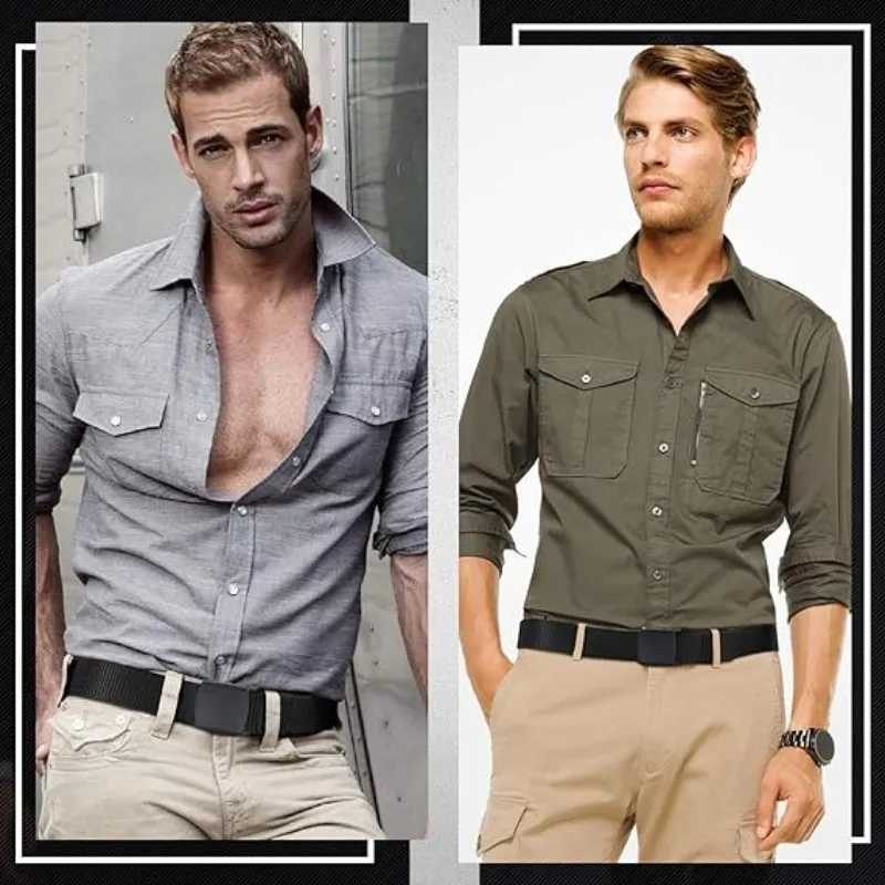 Fashion outdoor sports nylon strap mens adjustable elastic military tactical strap canvas decorative strap plastic buckle X2412091