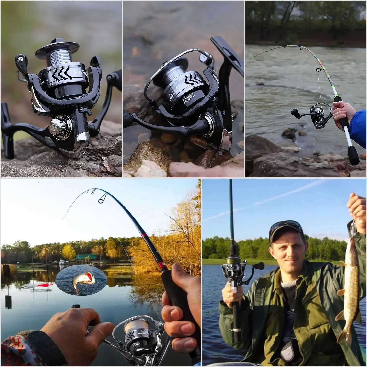 Sougayilang Spinning Fishing Reel 5.2 1 Gear Ratio Aluminum Spool with EVA Hand Max Drag 8kg for Carp Fishing Bass FishingXJ241209