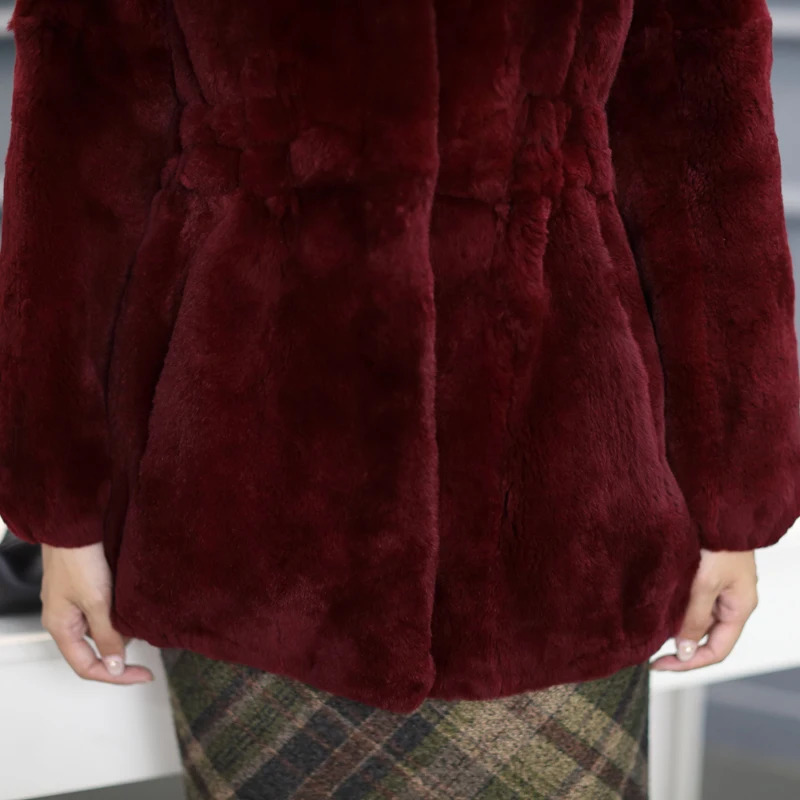 Fur Coat Female Winter Natural Fox Fur Collar Jacket Womens Retro Rex Rabbit Fur Tops Korean Warm Women Coats Hiver TT001 241202