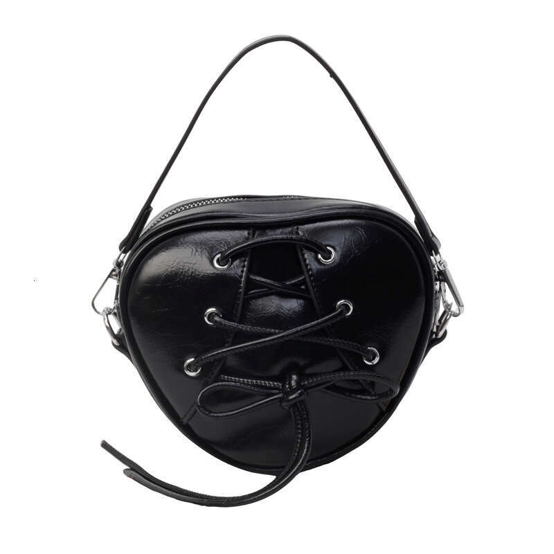 High appearance niche design girl's heart ballet single shoulder crossbody bag, bow tie strap, heart-shaped handbag