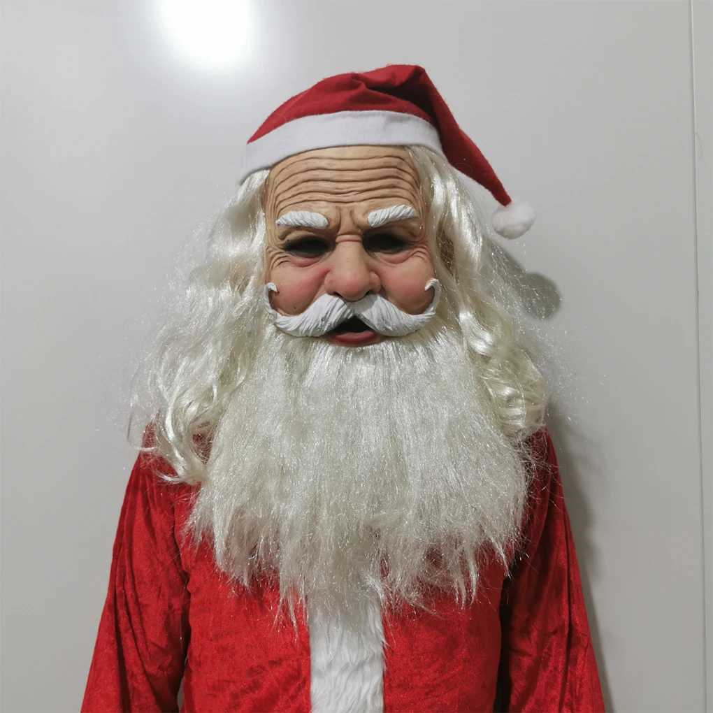 3pcsHigh Quality Unisex Christmas Face Mask Adults Santa Clause Latex Mask Headgear Cosplay Tools for Theme Party OrnamentsXJ241209