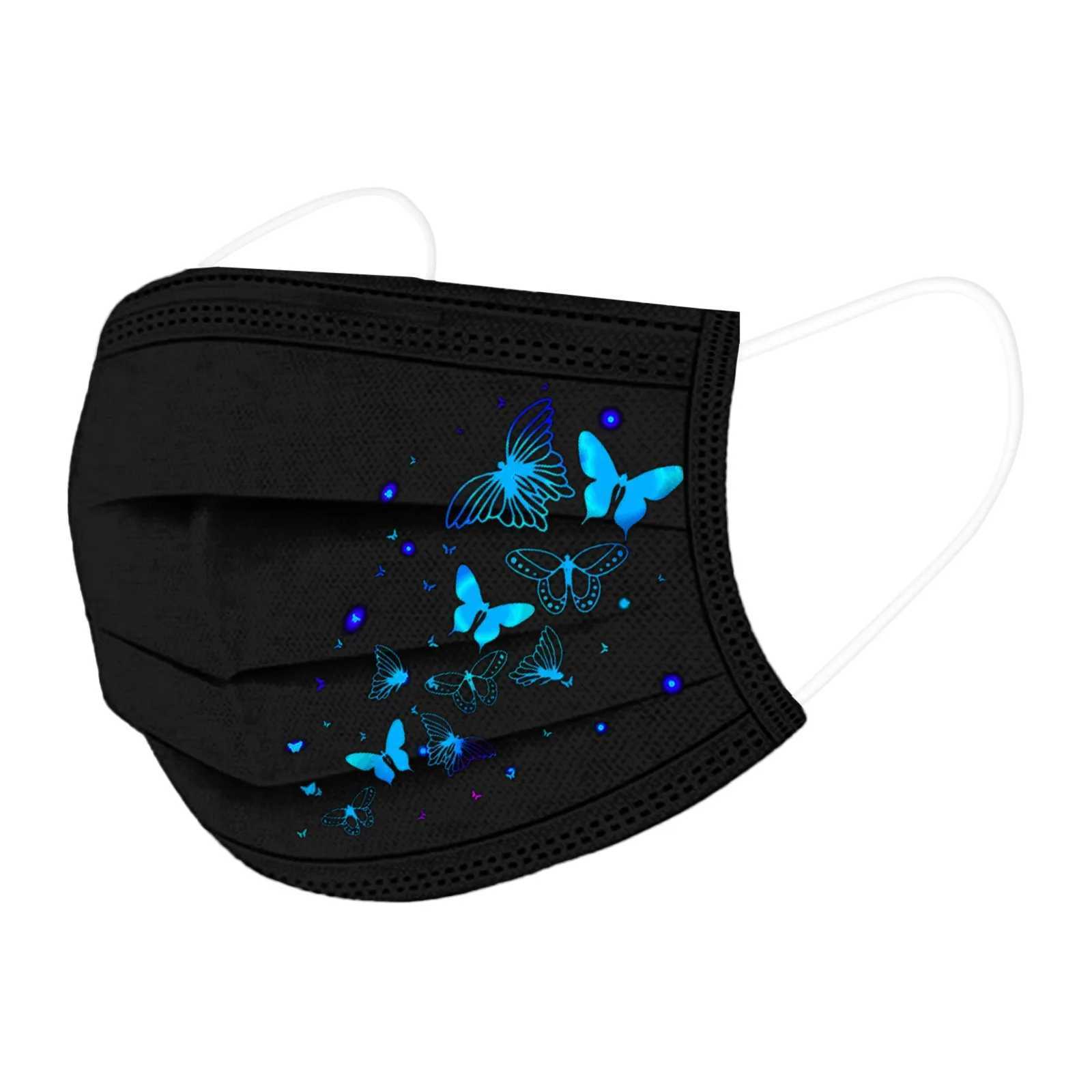10pcs Fashion Black 3d Butterfly Mask Adult Disposable Face Masks Non-woven 3 Layers Breathable Masken Masque Noir MascarillasXJ241209
