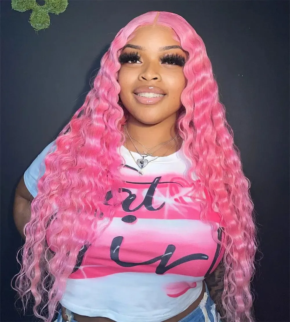 13x4 Lace Body Deep Wave Wigs Look Like Human Hair Brazilian Closure Wigs 32inch Frontal Lace Part Wig for Women Black 280 Density Heat Resistant Glue