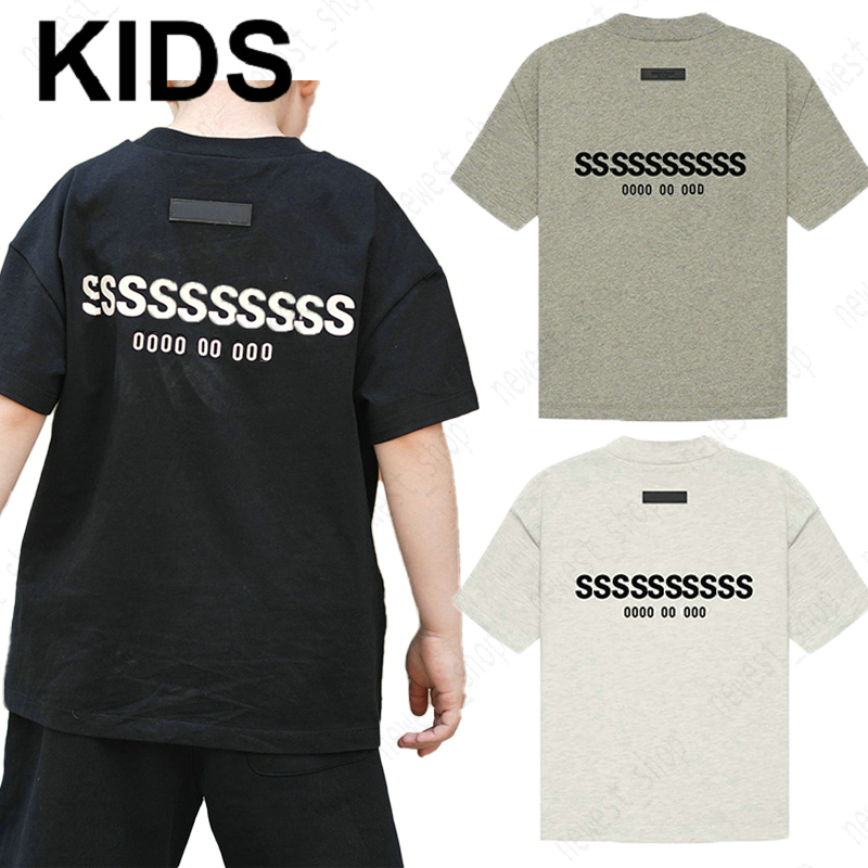 designer boys girls kids t shirt t-shirt tee tops flock letter print usa oversize loose streetwear summer children black gray short sleeve cotton tshirt
