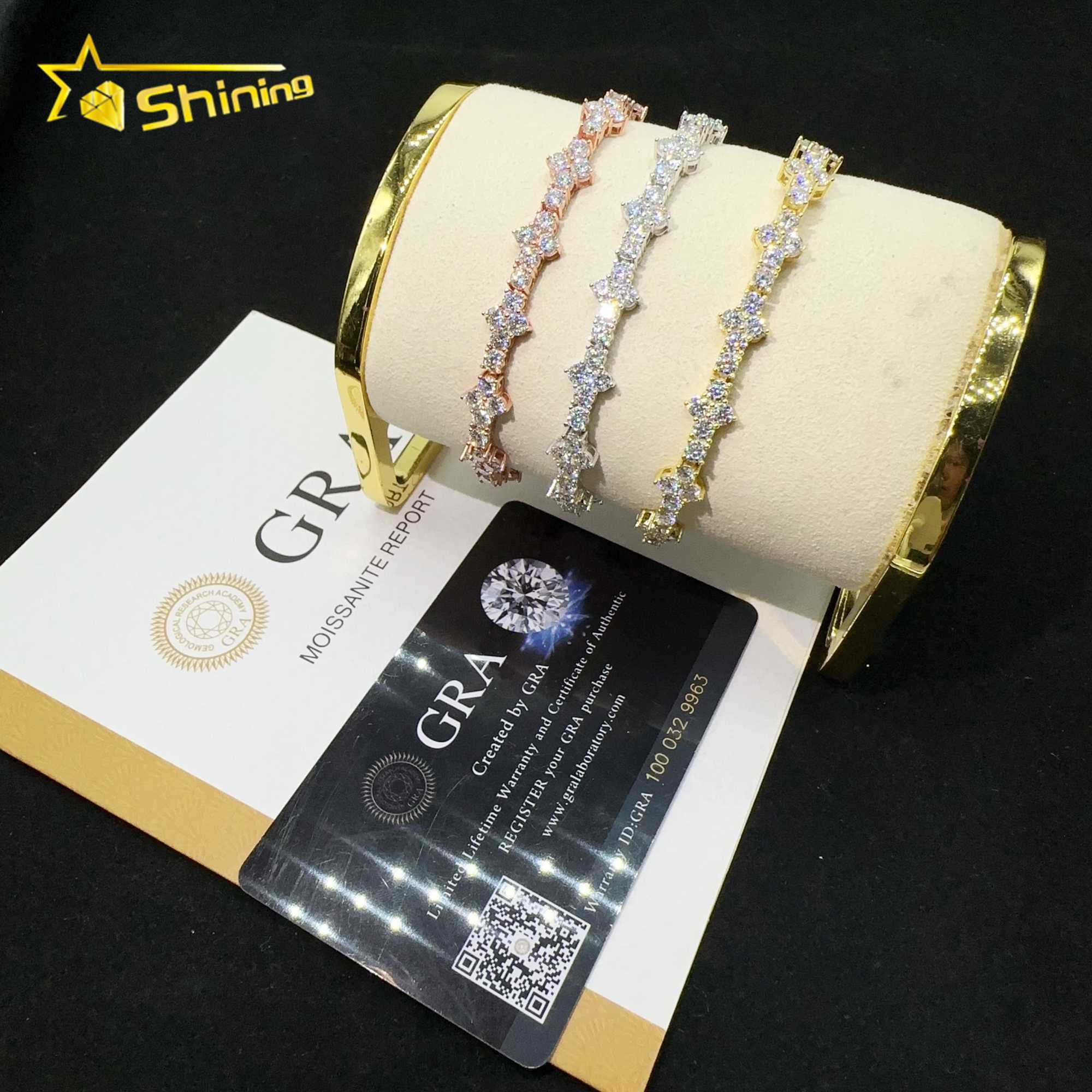RTS 3mm cross bracelet silver 925 vvs moissanite hip hop iced out lab diamond fine jewelry tennis chain bracelet