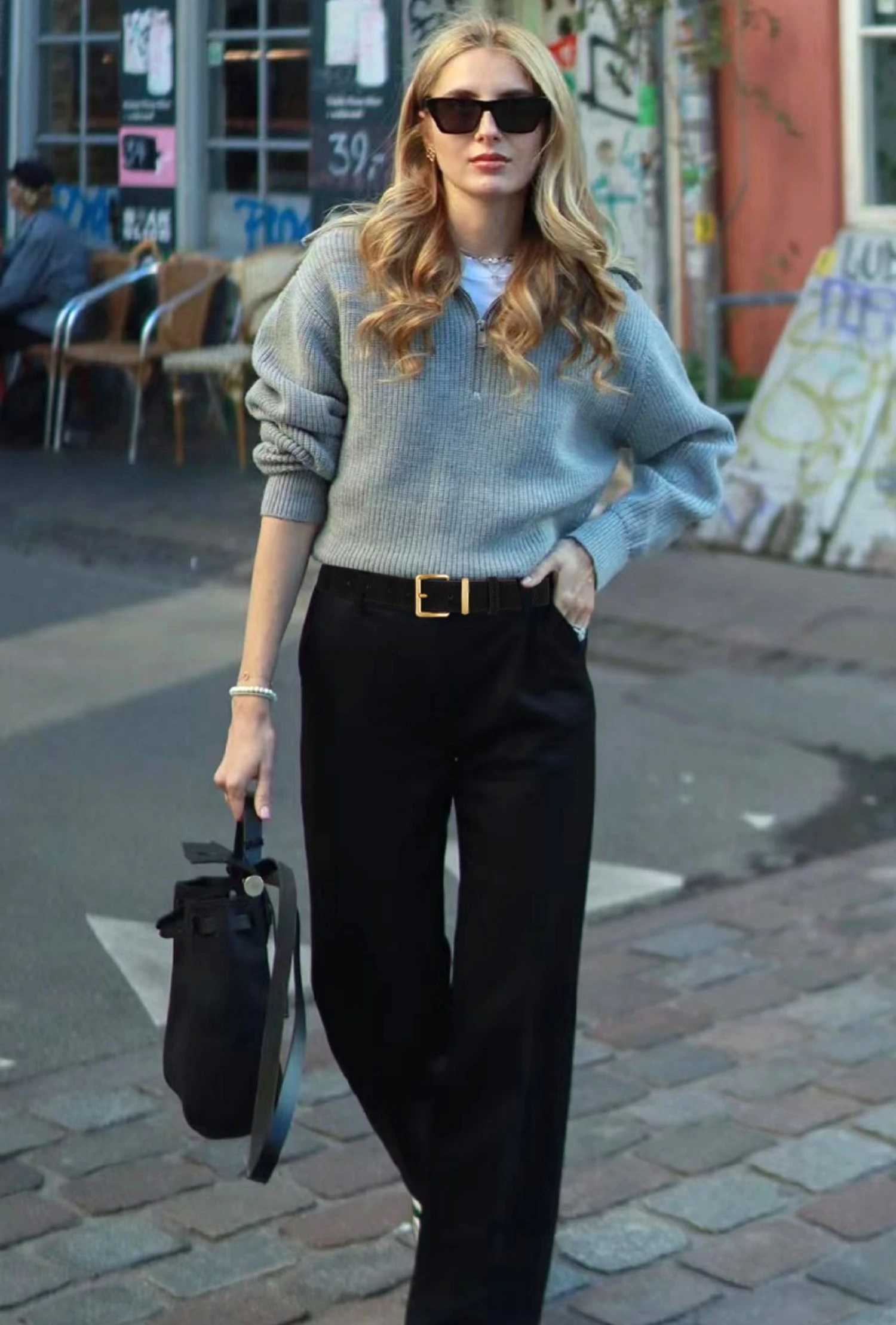 Womens suede denim belt with gold square buckle 3.3cm wide retro style dress jeans belt X241209