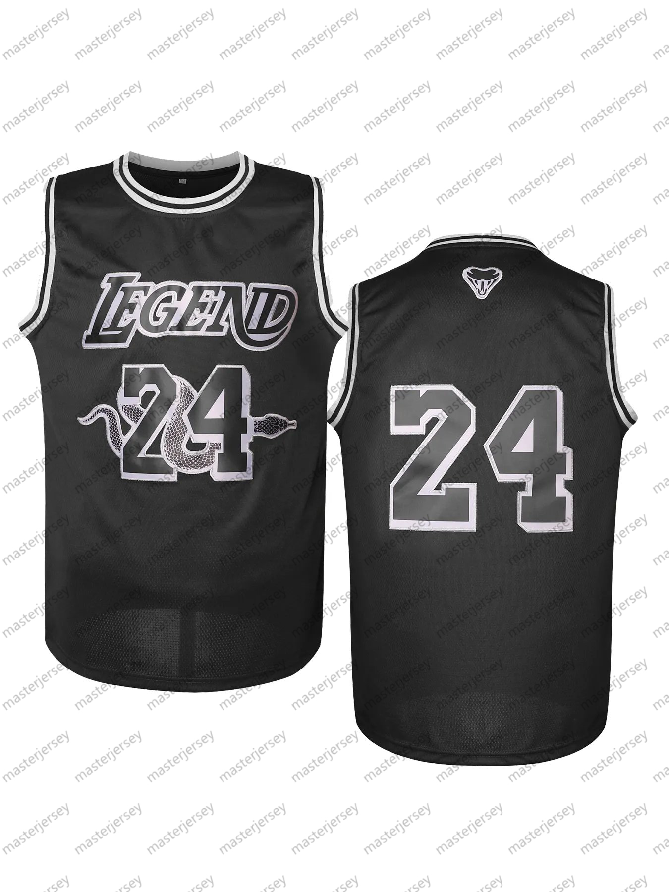 #24 LEGNID Men's Black Sports Team Basketball Jersey Polyester Knit Fabric Embroidered Letters & Numbers Crew Neck Sleeveless Training Vest In St