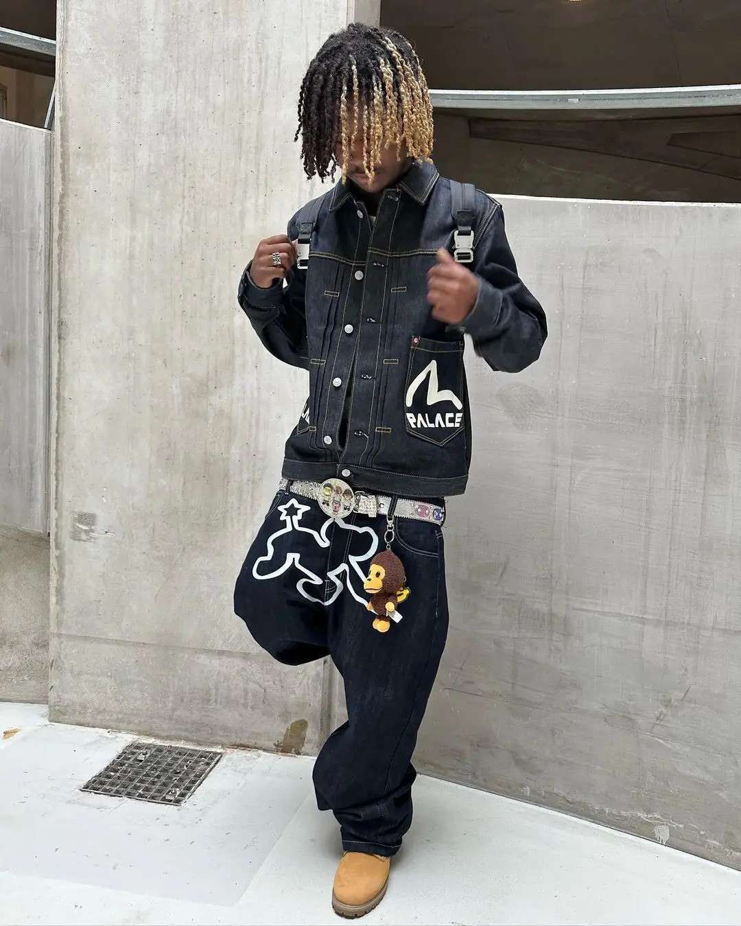 Mens Hip Hop Retro Stardog Embroidery Jeans Y2K Baggy Black Denim Pants Fashion Casual Wide Leg Straight Streetwear 241206