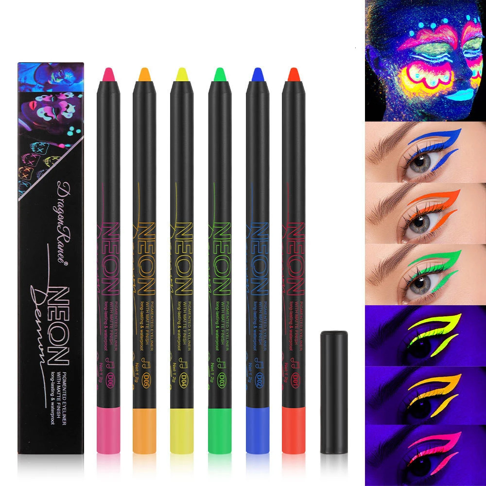 Fluorescence Blue Eyeliner Gel Waterproof Luminous UV Light Neon Eyeliner Pen Yellow Green Pink Color Eye Shadow Cream Make Up 241209