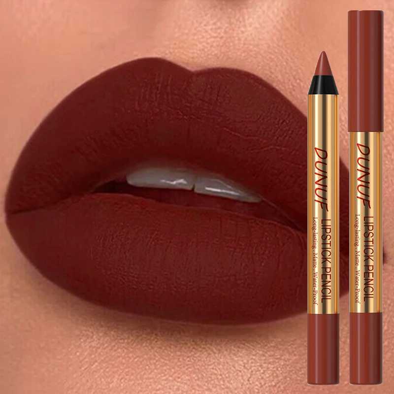 1Pc Matte Brown Lipstick Pencil Crayon Lip Liner Non-stick Cup Lipliner Pen Velvet Lip Outline Contour Lasting Waterproof MakeupXJ241209