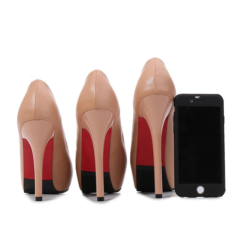 10/12/14cm Super High Heels Women Fashion Leather Shoes Spring Fall Peep Toe Platform Party Nude Black Office Dress Pumps Female 241209