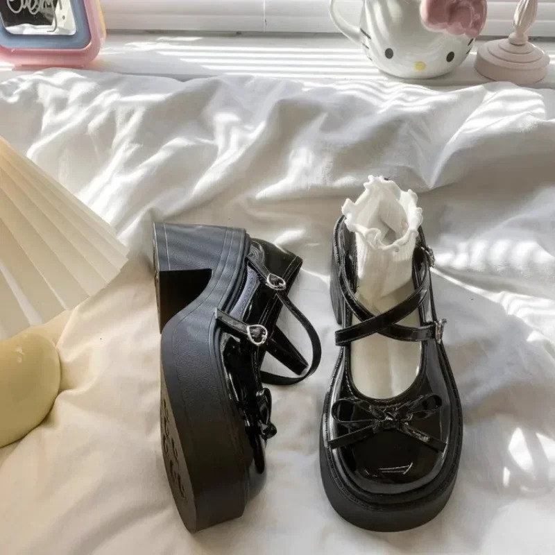 Womens Chunky Heel Mary Janes Shoes Spring Round Toe Pumps Platform Shoes for Women Dress Students Womens Lolita Heeled Shoes 241209