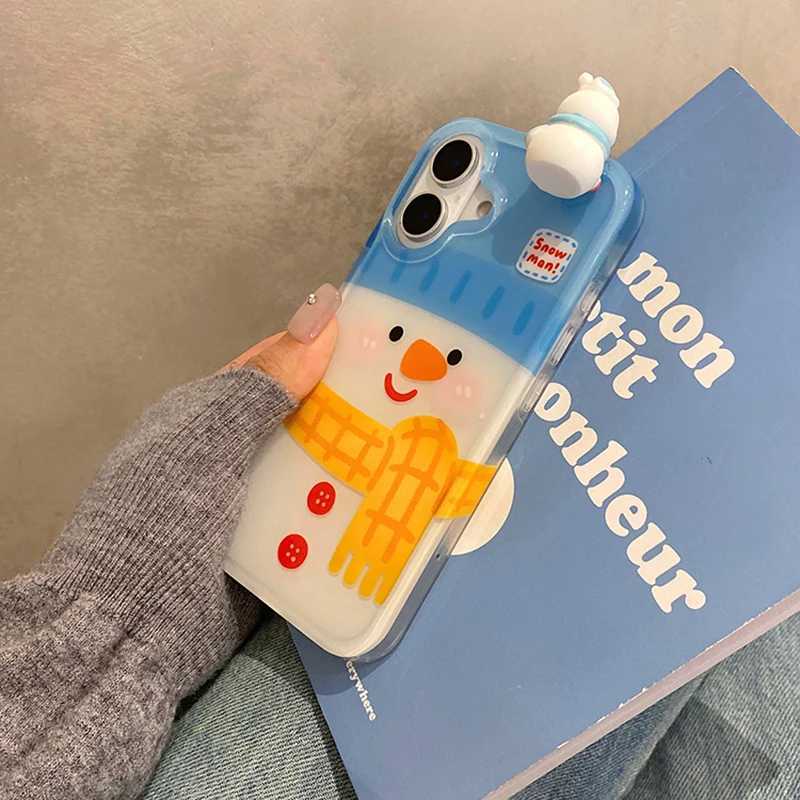 New Arrival Cute girl Christmas gift snowman doll phone case iPhone 16 Pro Max 15 14 13 soft silicone back cover Z241209