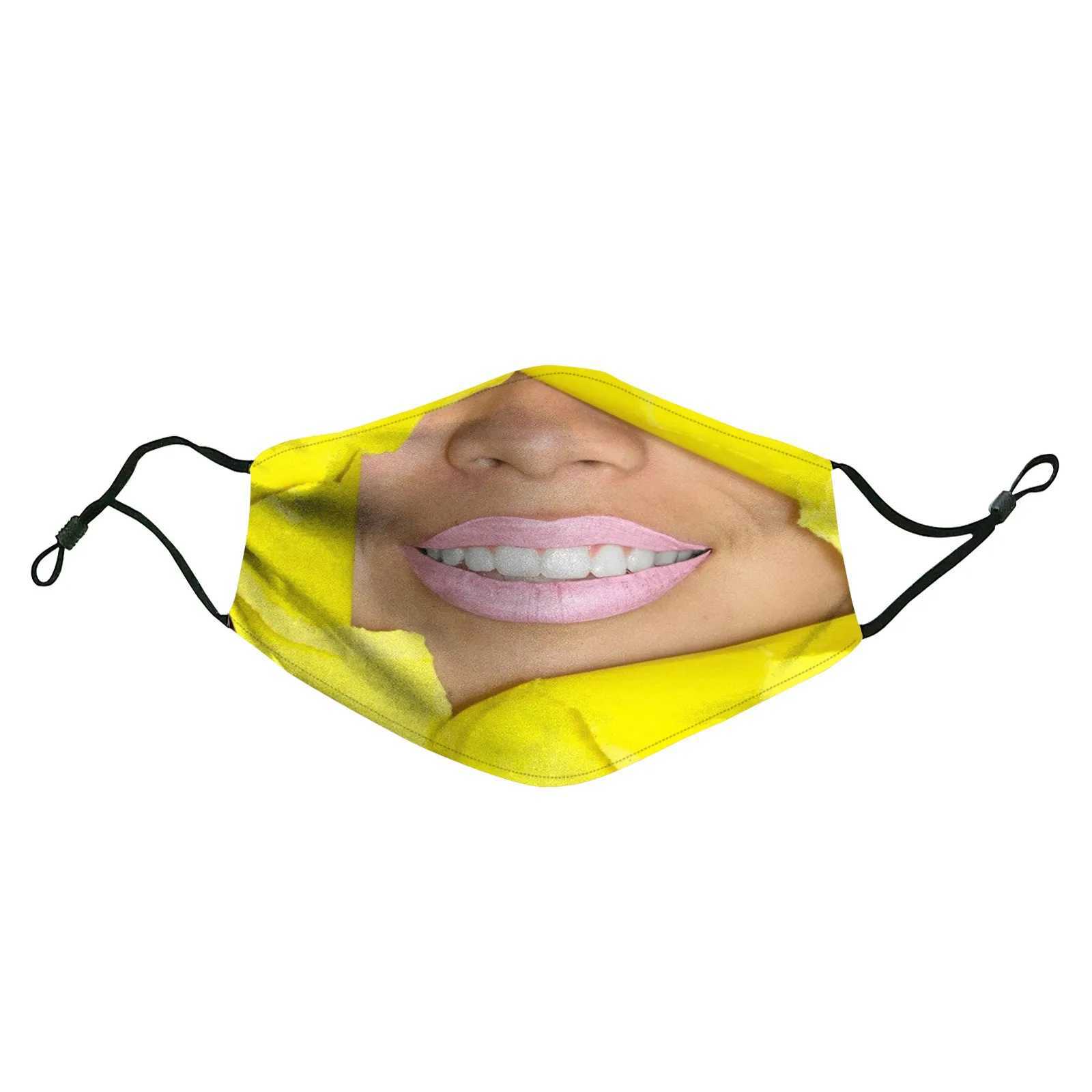 3pcs3D Funny Mask Hot Fashion Funny Face Masks Washable Reusable Cotton Maske Cosplay Mascarillas Headband Masques CubrebocasXJ241209