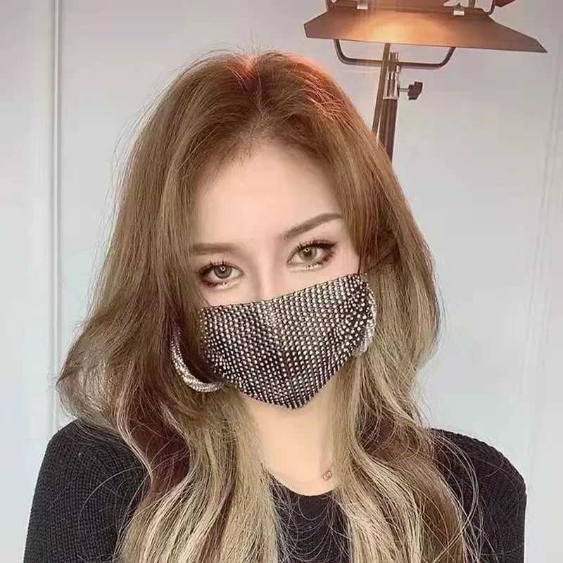 3pcsSparkling Rhinestone Face Mask Fashion Breathable Face Covering Nightclub Music Festival Party Costume Accessories for WomenXJ241209