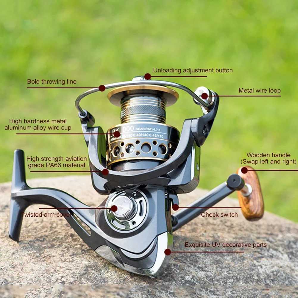 Innovative Water Resistance Spinning Reel 13 Bearings with Wood Hand Saltwater Fishing Reel Long Cast Offshore Trolling ReelXJ241209