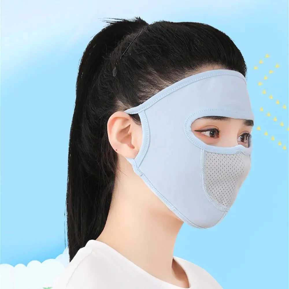 3pcsSummer Sunscreen Ice Silk Mask Sun UV Protection Face Cover Outdoor Cycling Thin Full Face Mask Breathable Forehead ProtectorXJ241209