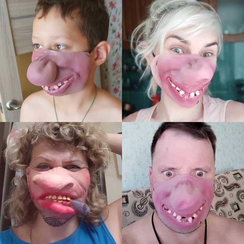 3pcsCreative Adult Clown Latex Cosplay Props Humorous Elastic Band Half Face Party Masks Funny Halloween Horrible Mask Party Props XJ241209