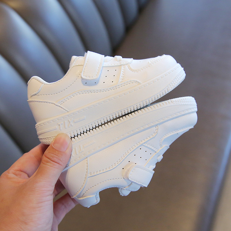 Infant Kid's Leather Black White Shoes Tennis Sneakers Cutefeet Kids Soft Sole Anti Slip Sneaker Toddler Running Sport Shoes Size 21 - 38