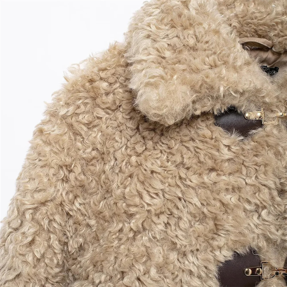 UNIZARA Womens Loose Collar Long Sleeve AutumnWinter Casual Knot Wool Coat 241209