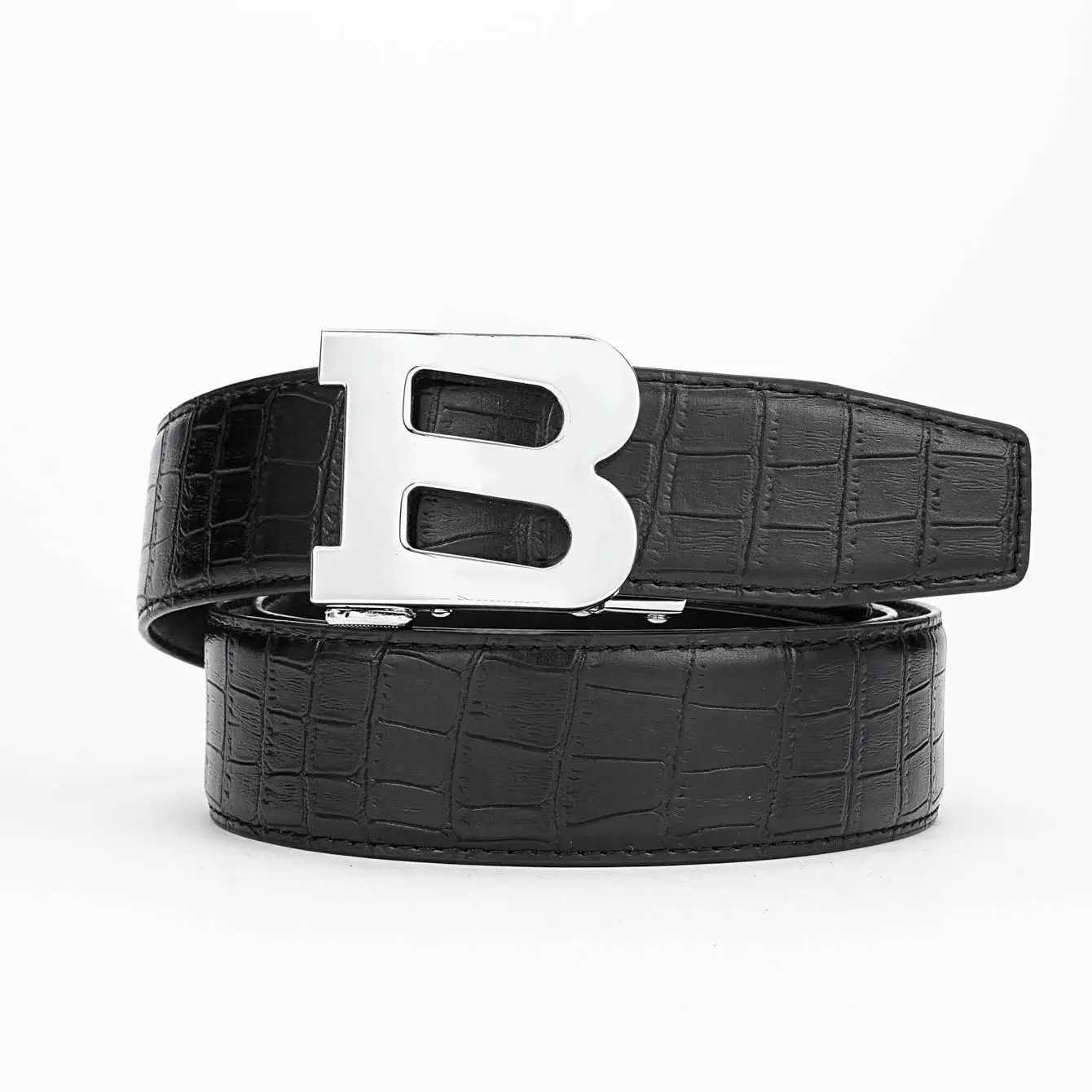 2024 Men's automatic first layer cowhide embossed belt men's business youth belt X241209