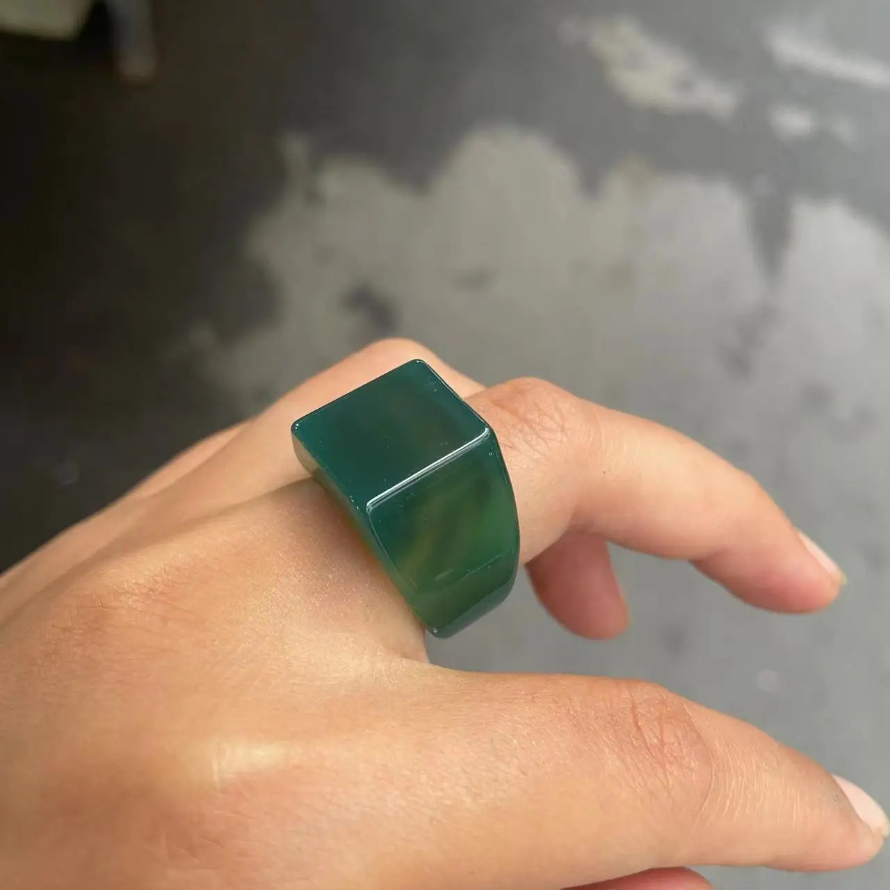 Natural 100% real green jade ring handmade sculpture spanner simple jade ring men party wedding jewelry rings for man gift 241209