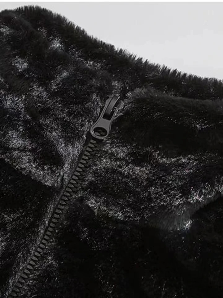 Mens rabbit fur leather jacket stand up collar embroidered padded mens winter casual thick unisex warm streetwear 241209