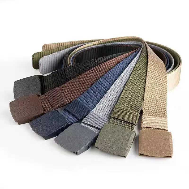 Fashion outdoor sports nylon strap mens adjustable elastic military tactical strap canvas decorative strap plastic buckle X2412091