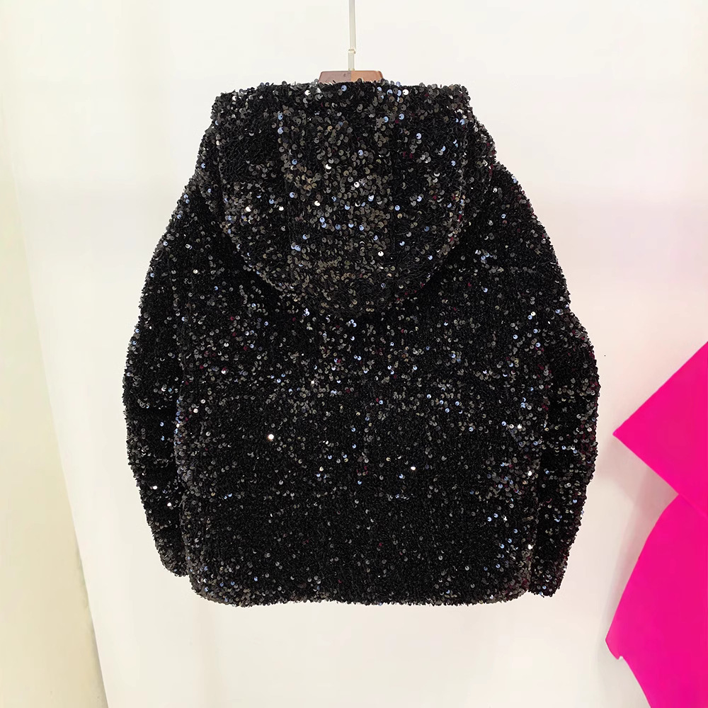Bg White Duck Down Winter Jacket: Veet Glitter, Extra Warm