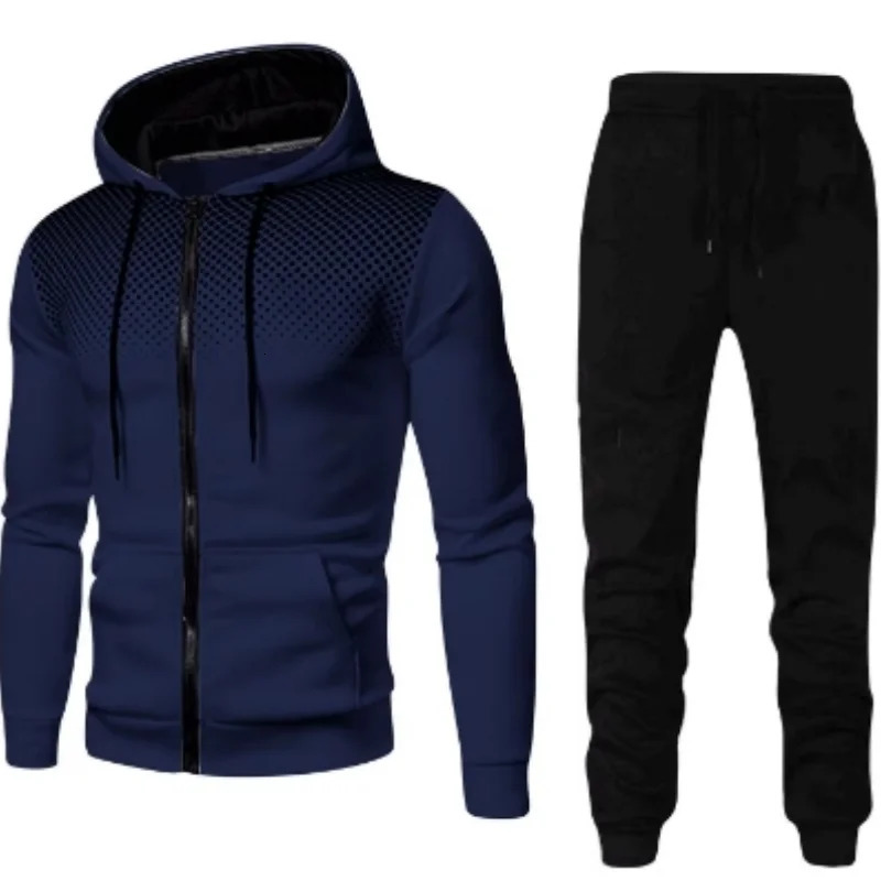 2024 Mens Autumn Winter Sets Zipper HoodiePants Pieces Casual Tracksuit Male Sportswear Clothing Sweat Suit 241209