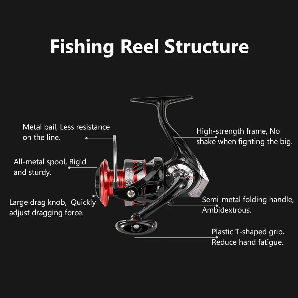 2000-7000 Spinning Reel Light Weight Ultra Smooth Powerful Fishing Reel Metal Spool Carp Fishing Reel Fishing TackXJ241209