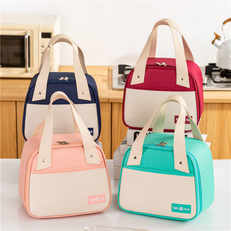 New trapezoidal insulated with thickened aluminum foil New lunch box, portable ice pack, office workers bring food, bento bag, front opening meal bag