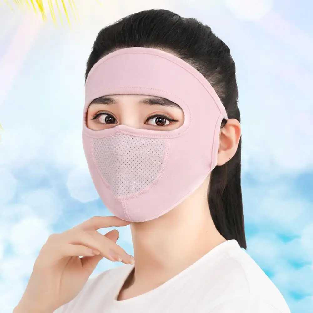 3pcsWomen Men Sunscreen Mask Outdoor Sports Cycling Breathable Washable Reusable Double Layer Ice Silk Masks Anti-UV Sun Face CoverXJ241209