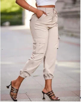 Trousers Womens Casual Flat Waist Pocket Womens Fashion Product Pants Y2K Street Clothing Summer Foundation 241205