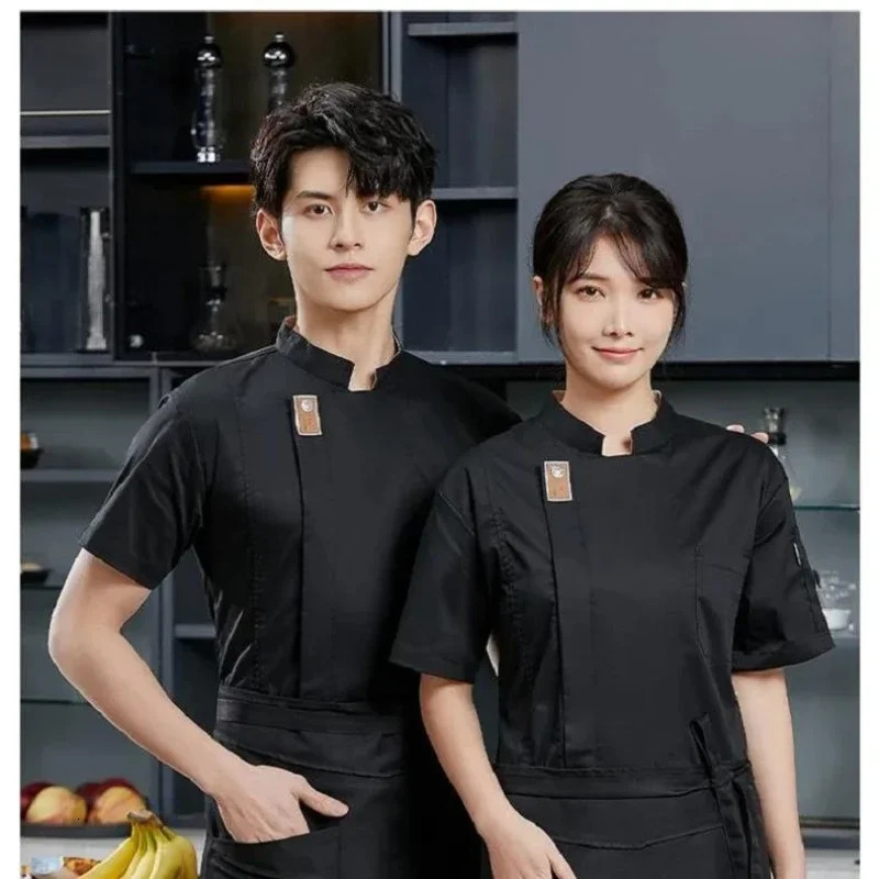 Catering Kitchen Baking Work Clothes Long-sleeved Polycotton el Smiling Chef Uniform Short-sleeved Mens Breathable el 241209