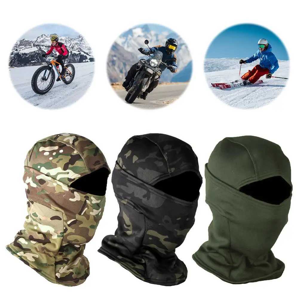 3pcsWinter Fleece Warm Camouflage Balaclava Outdoor Cold-proof Ski Cycling Full Face Mask Motorcycle Mask Helmet LiningXJ241209