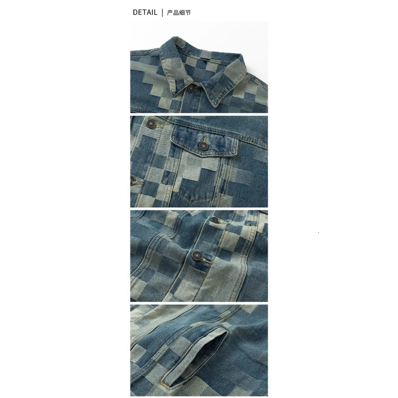 Y2K streetwear couples with models fall loose blue washed denim jacket mens personalized tops s 241206