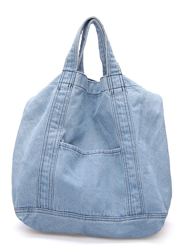 2025 new new Single shoulder denim bag, small white loop