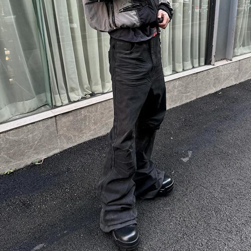 2025 S Fashion Designer Men S Jeans Black Streetwear Glue Coated Boot Cut For Men And Women Straight Baggy Casual Flare Pants Oversized Loose Denim Tr