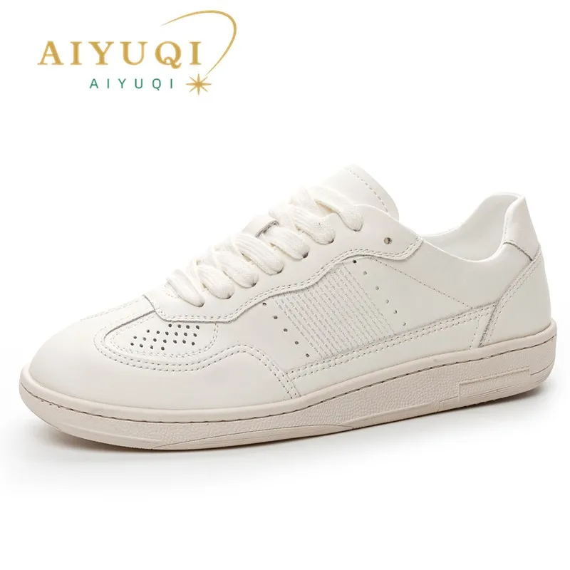 AIYUQI Women's Sneakers Autumn Genuine Leather Casual Shoes Women Strappy Flat Student Shoes Women