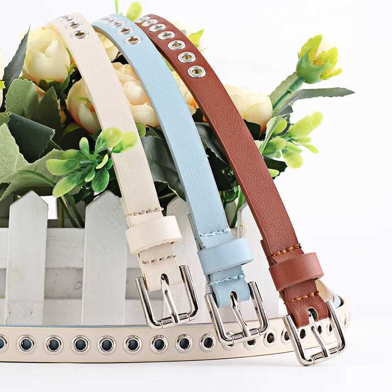 Wendai Punk Cool Metal Buckle Adjustable Double Eyes Grmet Leather Fashion Belt Jeans Dress Perforated Belt X2412091