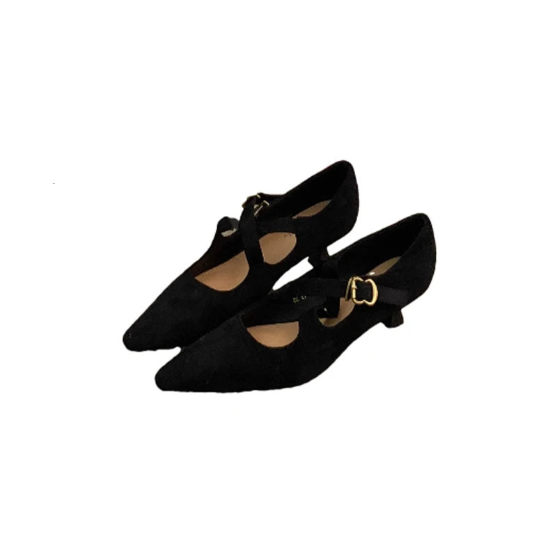 Pointed Toe Women Mid Heels Shoes Suede Shallow Sandals Woman Trend Elegant Party Pumps Shoes Dress Mujer Zapatillas 241209